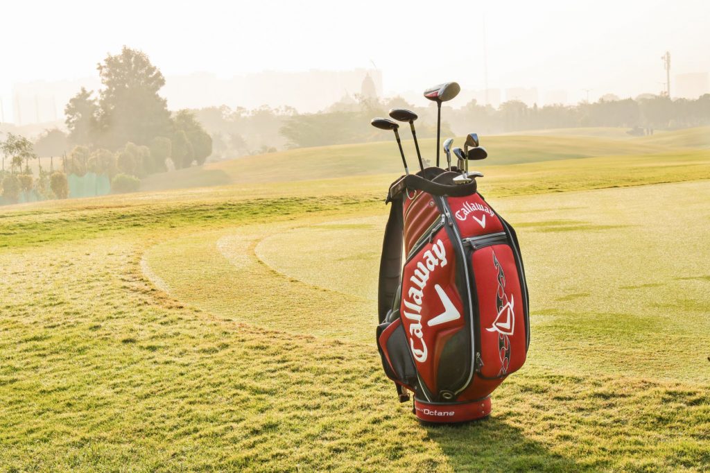 golf equipment on grassy field