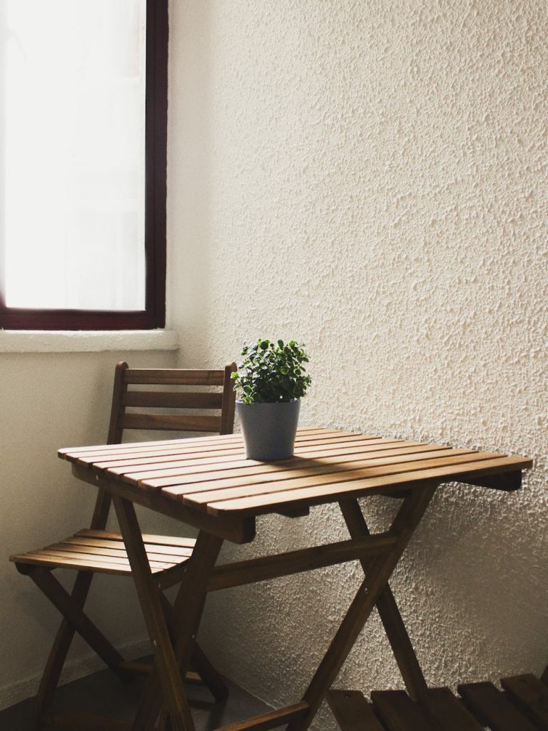 brown wooden table and chair